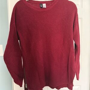 Women's H&M Red Sweater Oversized Zip Side Detail